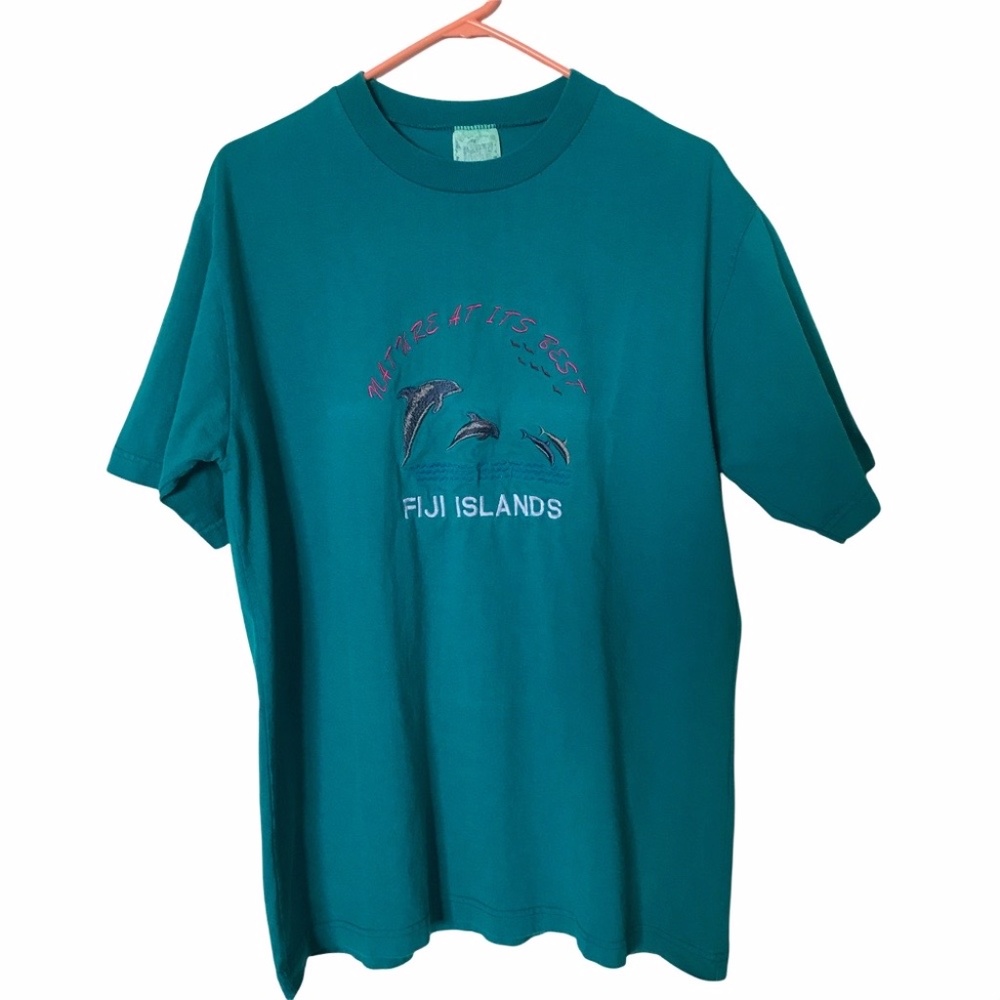 UNISEX Blueish Green Fiji Islands T-Shirt - XL